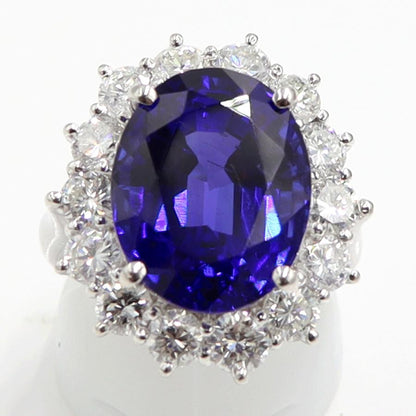 Pt900タンザナイトダイヤモンドリング　T13.57ct　D2.90ct　リングサイズ14号　重量16.74ｇ(石の重量含む)　レディース（中古）