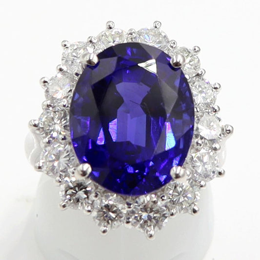 Pt900タンザナイトダイヤモンドリング　T13.57ct　D2.90ct　リングサイズ14号　重量16.74ｇ(石の重量含む)　レディース（中古）