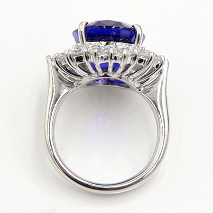 Pt900タンザナイトダイヤモンドリング　T13.57ct　D2.90ct　リングサイズ14号　重量16.74ｇ(石の重量含む)　レディース（中古）