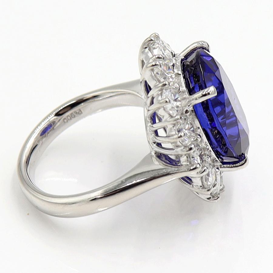 Pt900タンザナイトダイヤモンドリング　T13.57ct　D2.90ct　リングサイズ14号　重量16.74ｇ(石の重量含む)　レディース（中古）