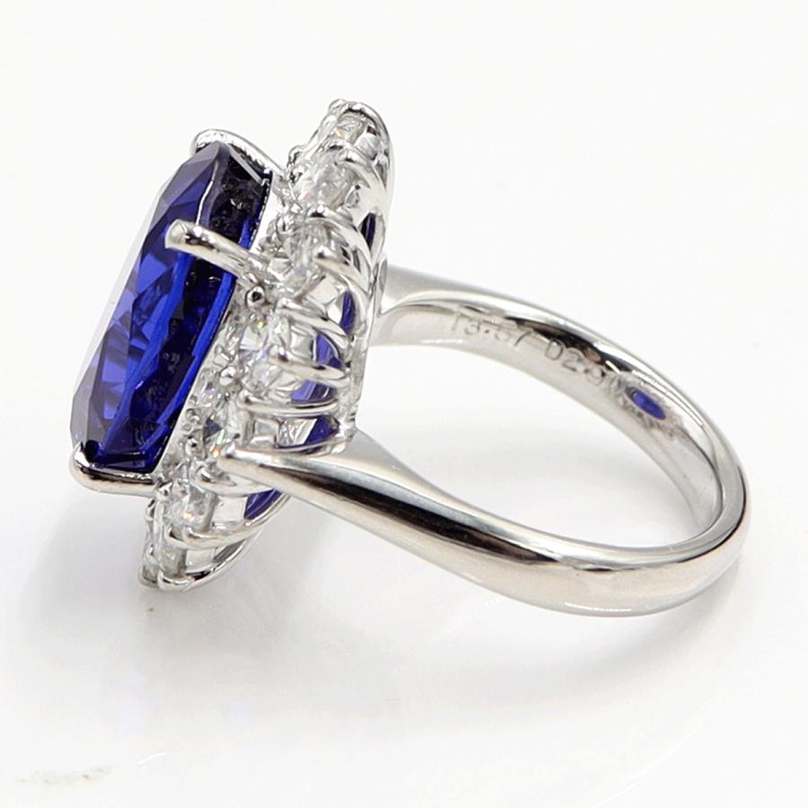 Pt900タンザナイトダイヤモンドリング　T13.57ct　D2.90ct　リングサイズ14号　重量16.74ｇ(石の重量含む)　レディース（中古）