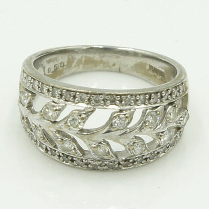 K18WGダイヤモンドリング　「リーフ」　D0.50ct　リングサイズ12号　重量6.37ｇ(石の重量含む) （中古）