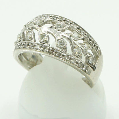 K18WGダイヤモンドリング　「リーフ」　D0.50ct　リングサイズ12号　重量6.37ｇ(石の重量含む) （中古）