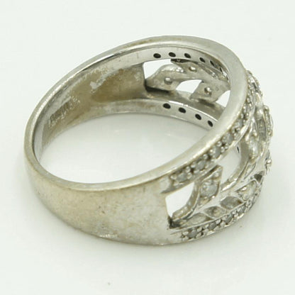 K18WGダイヤモンドリング　「リーフ」　D0.50ct　リングサイズ12号　重量6.37ｇ(石の重量含む) （中古）