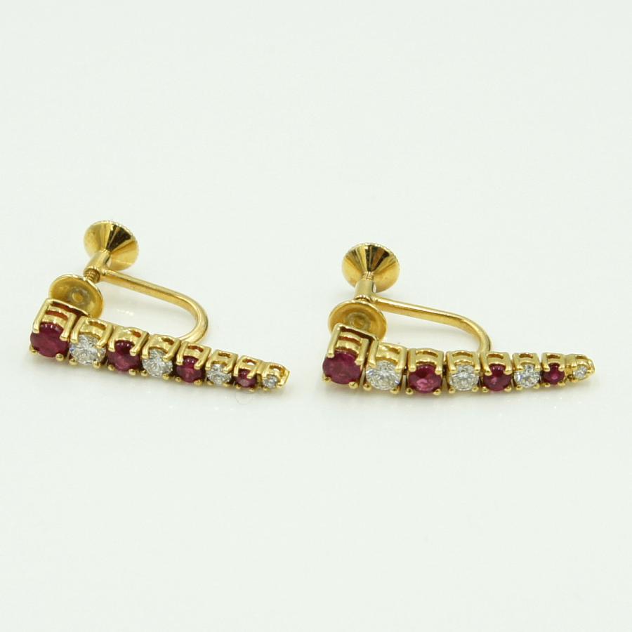 ミキモト(MIKIMOTO)K18ルビーダイヤモンドイヤリング　重量4.42ｇ(石の重量含む)　レディース（中古）
