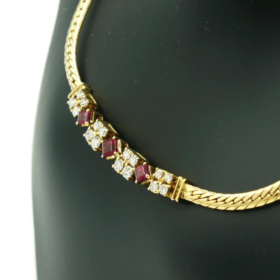 ミキモト(MIKIMOTO)K18ルビーダイヤモンドネックレス　R0.73ct　D0.63ct　重量18.91ｇ(石の重量含む)　レディース（中古）