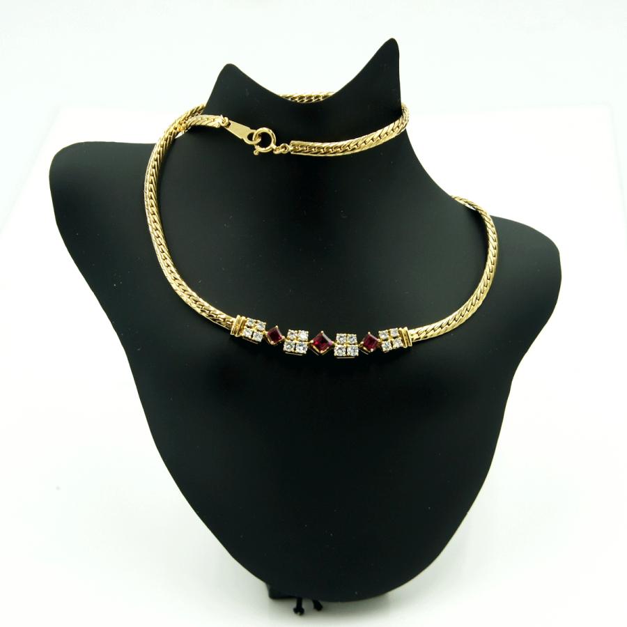 ミキモト(MIKIMOTO)K18ルビーダイヤモンドネックレス　R0.73ct　D0.63ct　重量18.91ｇ(石の重量含む)　レディース（中古）