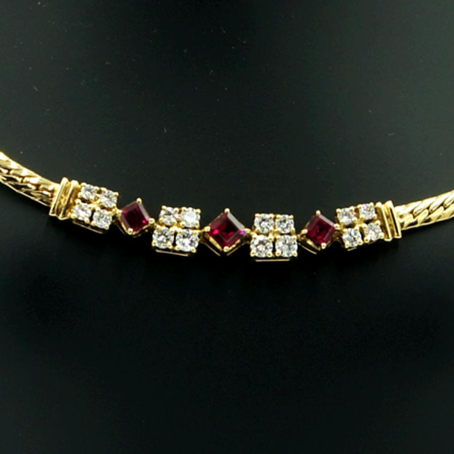 ミキモト(MIKIMOTO)K18ルビーダイヤモンドネックレス　R0.73ct　D0.63ct　重量18.91ｇ(石の重量含む)　レディース（中古）