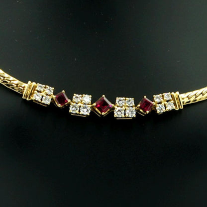 ミキモト(MIKIMOTO)K18ルビーダイヤモンドネックレス　R0.73ct　D0.63ct　重量18.91ｇ(石の重量含む)　レディース（中古）