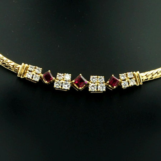 ミキモト(MIKIMOTO)K18ルビーダイヤモンドネックレス　R0.73ct　D0.63ct　重量18.91ｇ(石の重量含む)　レディース（中古）