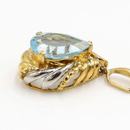 K18/Pt900ブルートパーズダイヤモンドペンダントトップ　BT4.77ct　D0.03ct　重量4.45ｇ(石の重量含む)　レディース（中古）