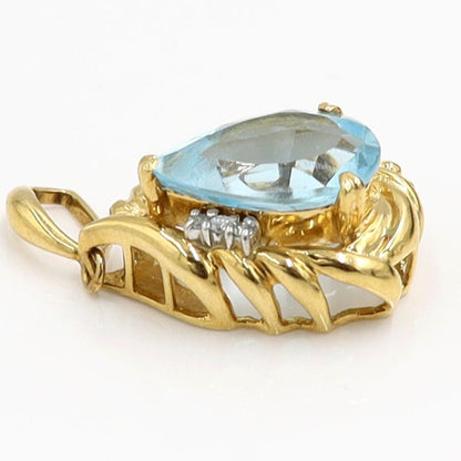 K18/Pt900ブルートパーズダイヤモンドペンダントトップ　BT4.77ct　D0.03ct　重量4.45ｇ(石の重量含む)　レディース（中古）