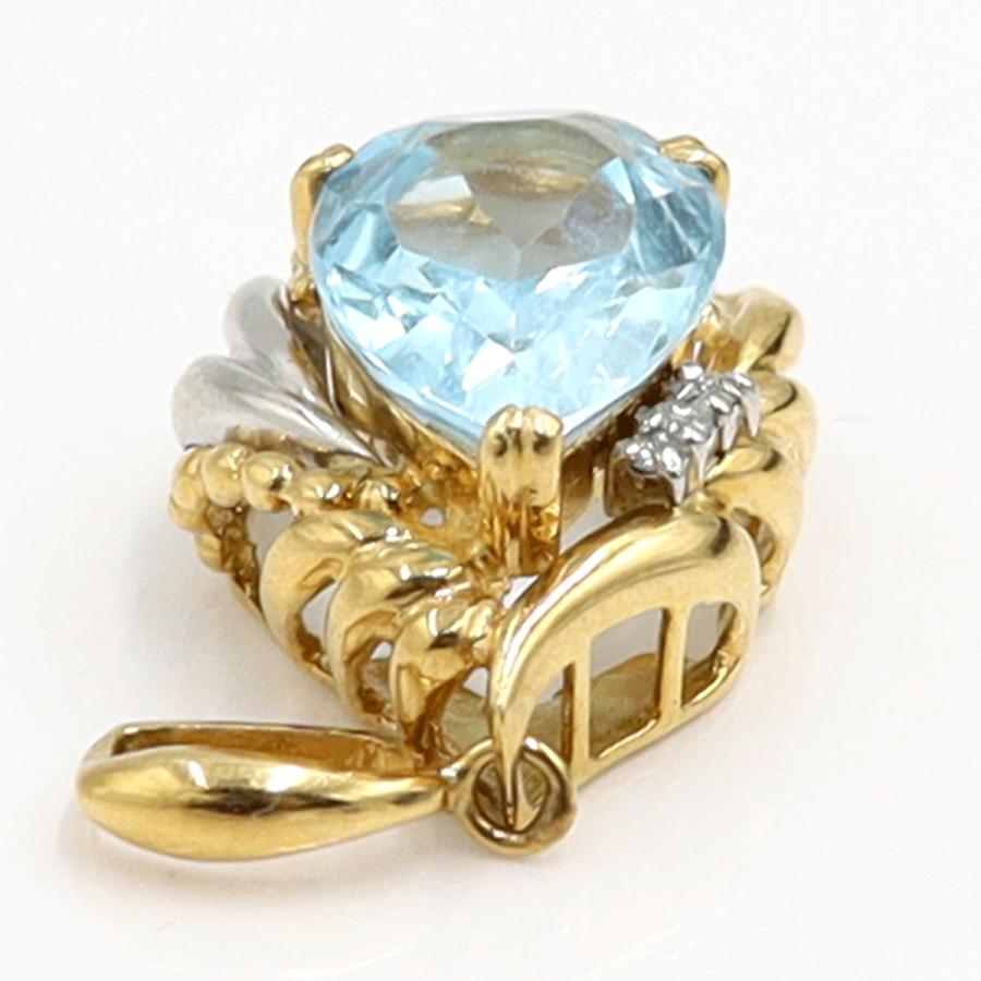 K18/Pt900ブルートパーズダイヤモンドペンダントトップ　BT4.77ct　D0.03ct　重量4.45ｇ(石の重量含む)　レディース（中古）