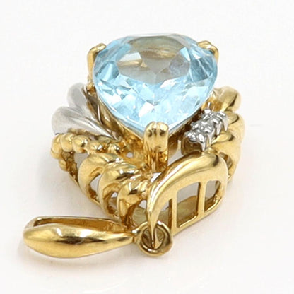 K18/Pt900ブルートパーズダイヤモンドペンダントトップ　BT4.77ct　D0.03ct　重量4.45ｇ(石の重量含む)　レディース（中古）