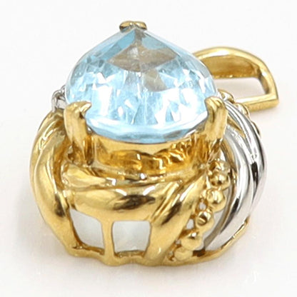 K18/Pt900ブルートパーズダイヤモンドペンダントトップ　BT4.77ct　D0.03ct　重量4.45ｇ(石の重量含む)　レディース（中古）