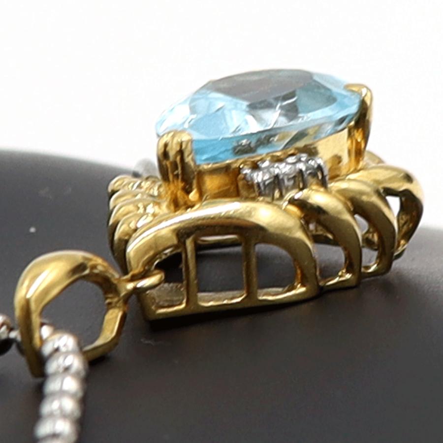 K18/Pt900ブルートパーズダイヤモンドペンダントトップ　BT4.77ct　D0.03ct　重量4.45ｇ(石の重量含む)　レディース（中古）