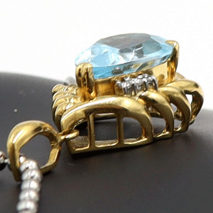 K18/Pt900ブルートパーズダイヤモンドペンダントトップ　BT4.77ct　D0.03ct　重量4.45ｇ(石の重量含む)　レディース（中古）