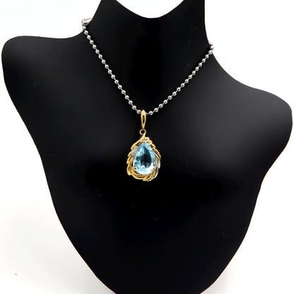 K18/Pt900ブルートパーズダイヤモンドペンダントトップ　BT4.77ct　D0.03ct　重量4.45ｇ(石の重量含む)　レディース（中古）