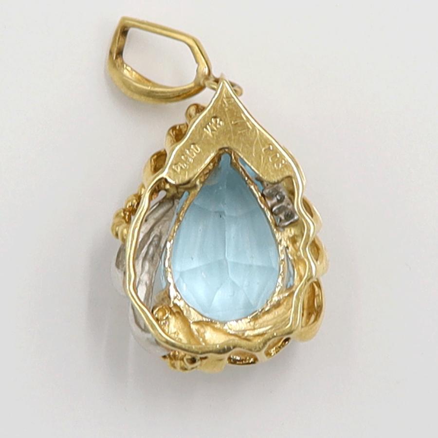 K18/Pt900ブルートパーズダイヤモンドペンダントトップ　BT4.77ct　D0.03ct　重量4.45ｇ(石の重量含む)　レディース（中古）