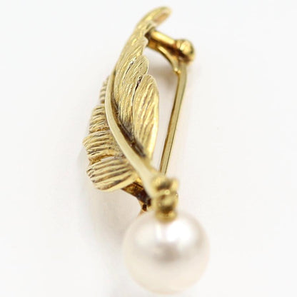 ミキモト(MIKIMOTO)K18パールブローチ「フェザー」　パール7mm　重量4.80ｇ(石の重量含む) レディース（中古）
