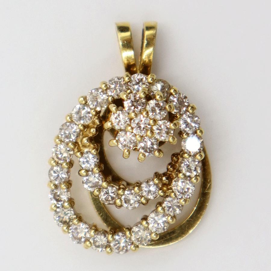 K18ダイヤモンドペンダントトップ　スイングギミック有り　D1.00ct　重量4.00ｇ(石の重量含む) （中古）