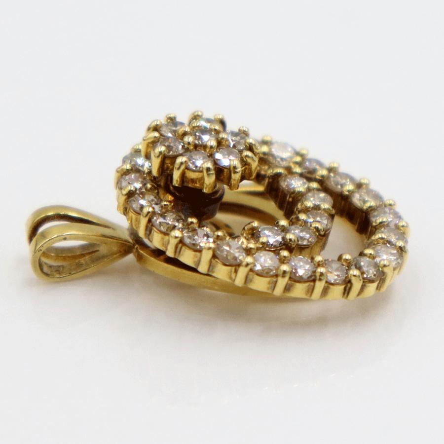 K18ダイヤモンドペンダントトップ　スイングギミック有り　D1.00ct　重量4.00ｇ(石の重量含む) （中古）