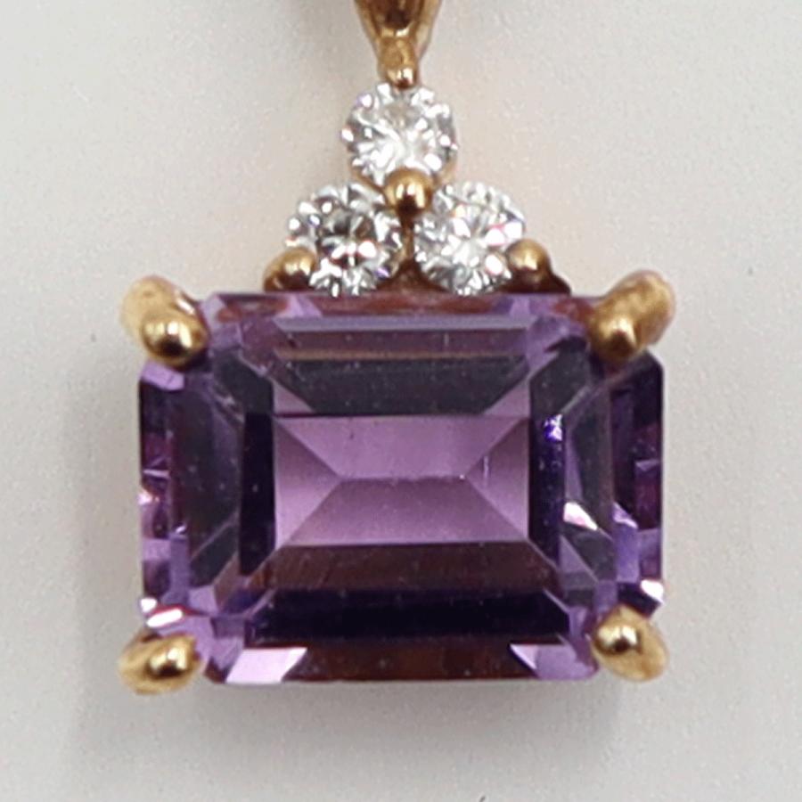 K18PGアメジストペンダントネックレス　A1.45ct　D0.07ct　ネックレス長さ40cm　重量3.61ｇ(石の重量含む) レディース（中古）