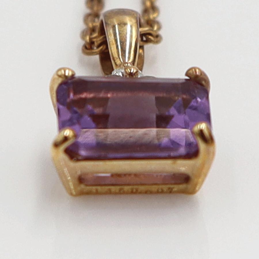 K18PGアメジストペンダントネックレス　A1.45ct　D0.07ct　ネックレス長さ40cm　重量3.61ｇ(石の重量含む) レディース（中古）