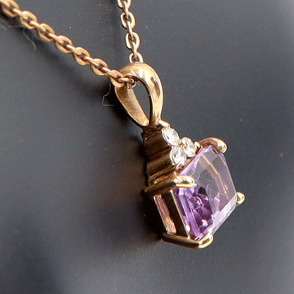 K18PGアメジストペンダントネックレス　A1.45ct　D0.07ct　ネックレス長さ40cm　重量3.61ｇ(石の重量含む) レディース（中古）