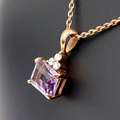 K18PGアメジストペンダントネックレス　A1.45ct　D0.07ct　ネックレス長さ40cm　重量3.61ｇ(石の重量含む) レディース（中古）