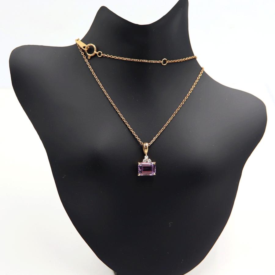 K18PGアメジストペンダントネックレス　A1.45ct　D0.07ct　ネックレス長さ40cm　重量3.61ｇ(石の重量含む) レディース（中古）