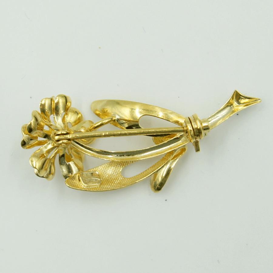 750ブローチ　重量3.48ｇ　回転ピン　フラワー　レディース（中古）