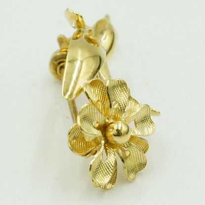 750ブローチ　重量3.48ｇ　回転ピン　フラワー　レディース（中古）