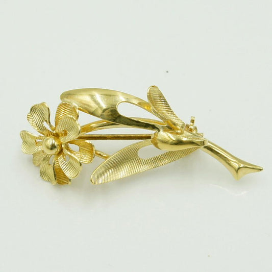 750ブローチ　重量3.48ｇ　回転ピン　フラワー　レディース（中古）