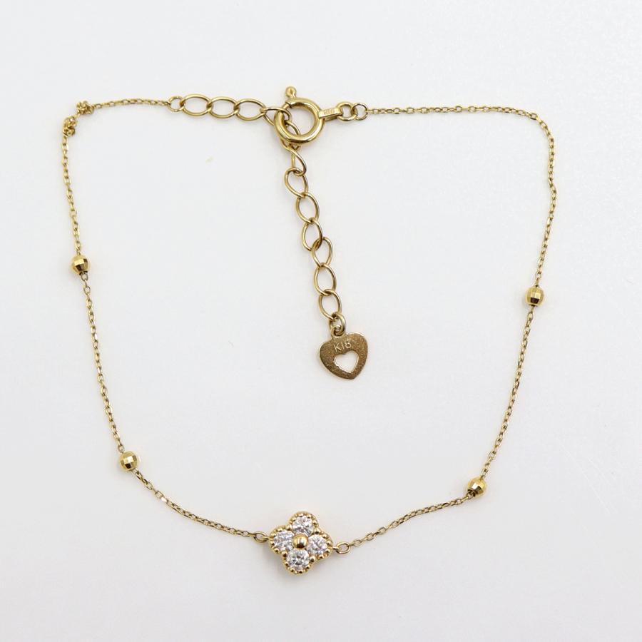 K18ダイヤモンドブレスレット　D0.15ct　長さ18.0cm　重量1.00ｇ(石の重量含む)（中古）