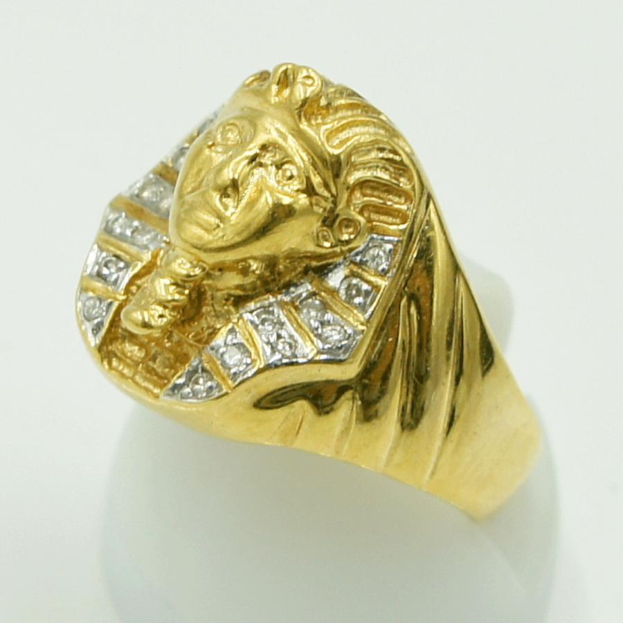 750ダイヤモンドリング　「ファラオ」　D 0.09ct　リングサイズ13号　重量8.18ｇ（中古）