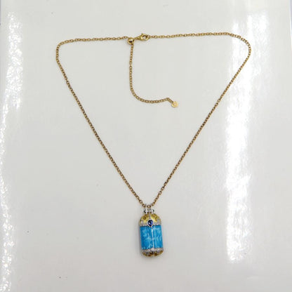 K18ターコイズペンダントネックレス　S0.32ct　D0.15ct　ネックレス長さ47cm　重量15.38ｇ(石の重量含む) レディース(中古)