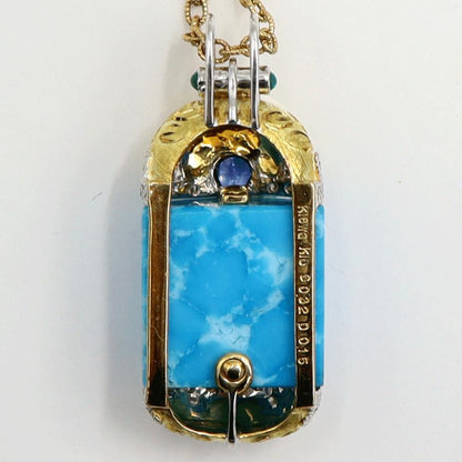 K18ターコイズペンダントネックレス　S0.32ct　D0.15ct　ネックレス長さ47cm　重量15.38ｇ(石の重量含む) レディース(中古)