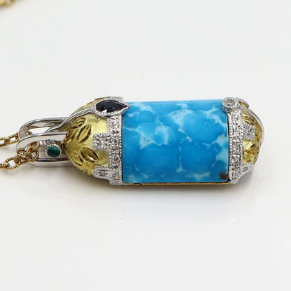 K18ターコイズペンダントネックレス　S0.32ct　D0.15ct　ネックレス長さ47cm　重量15.38ｇ(石の重量含む) レディース(中古)