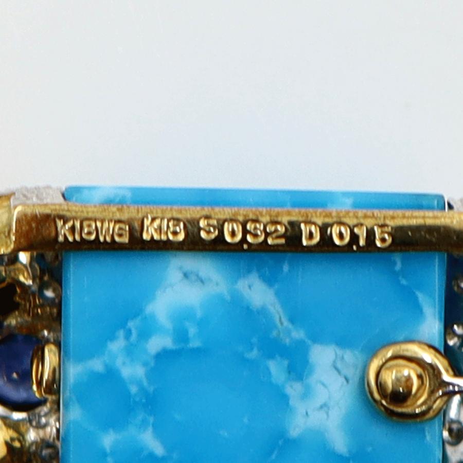 K18ターコイズペンダントネックレス　S0.32ct　D0.15ct　ネックレス長さ47cm　重量15.38ｇ(石の重量含む) レディース(中古)