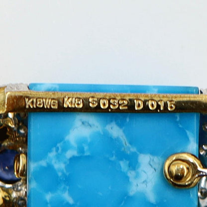 K18ターコイズペンダントネックレス　S0.32ct　D0.15ct　ネックレス長さ47cm　重量15.38ｇ(石の重量含む) レディース(中古)