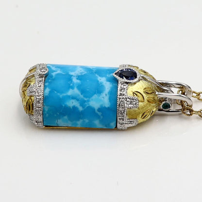 K18ターコイズペンダントネックレス　S0.32ct　D0.15ct　ネックレス長さ47cm　重量15.38ｇ(石の重量含む) レディース(中古)