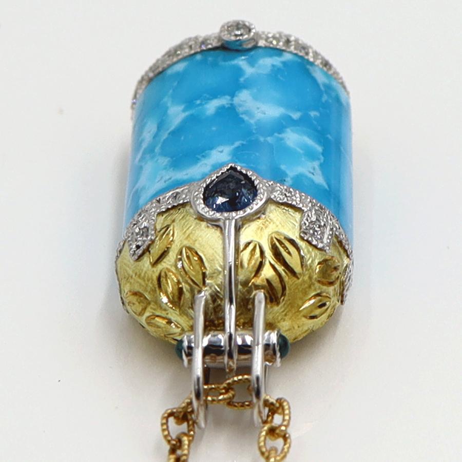 K18ターコイズペンダントネックレス　S0.32ct　D0.15ct　ネックレス長さ47cm　重量15.38ｇ(石の重量含む) レディース(中古)