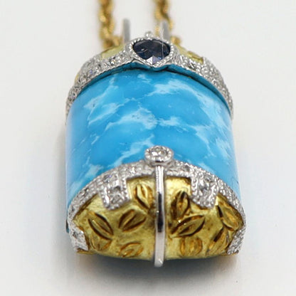 K18ターコイズペンダントネックレス　S0.32ct　D0.15ct　ネックレス長さ47cm　重量15.38ｇ(石の重量含む) レディース(中古)