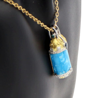 K18ターコイズペンダントネックレス　S0.32ct　D0.15ct　ネックレス長さ47cm　重量15.38ｇ(石の重量含む) レディース(中古)