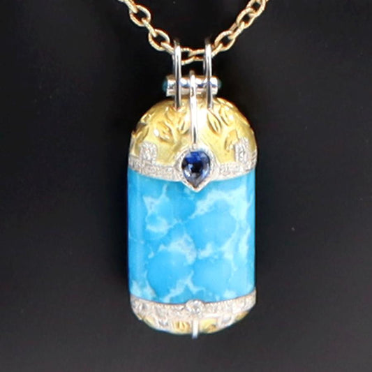 K18ターコイズペンダントネックレス　S0.32ct　D0.15ct　ネックレス長さ47cm　重量15.38ｇ(石の重量含む) レディース(中古)