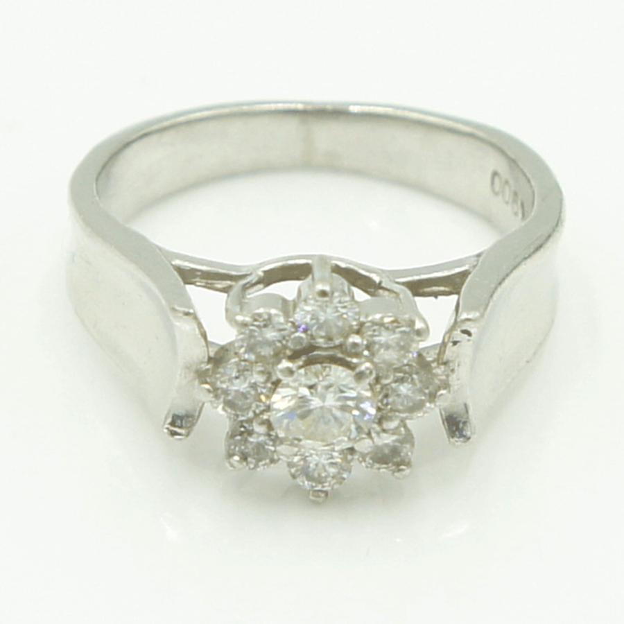 Pt900ダイヤモンドリング　星の砂　D0.38ct　リングサイズ1号　重量4.37ｇ(石の重量含む)（中古）