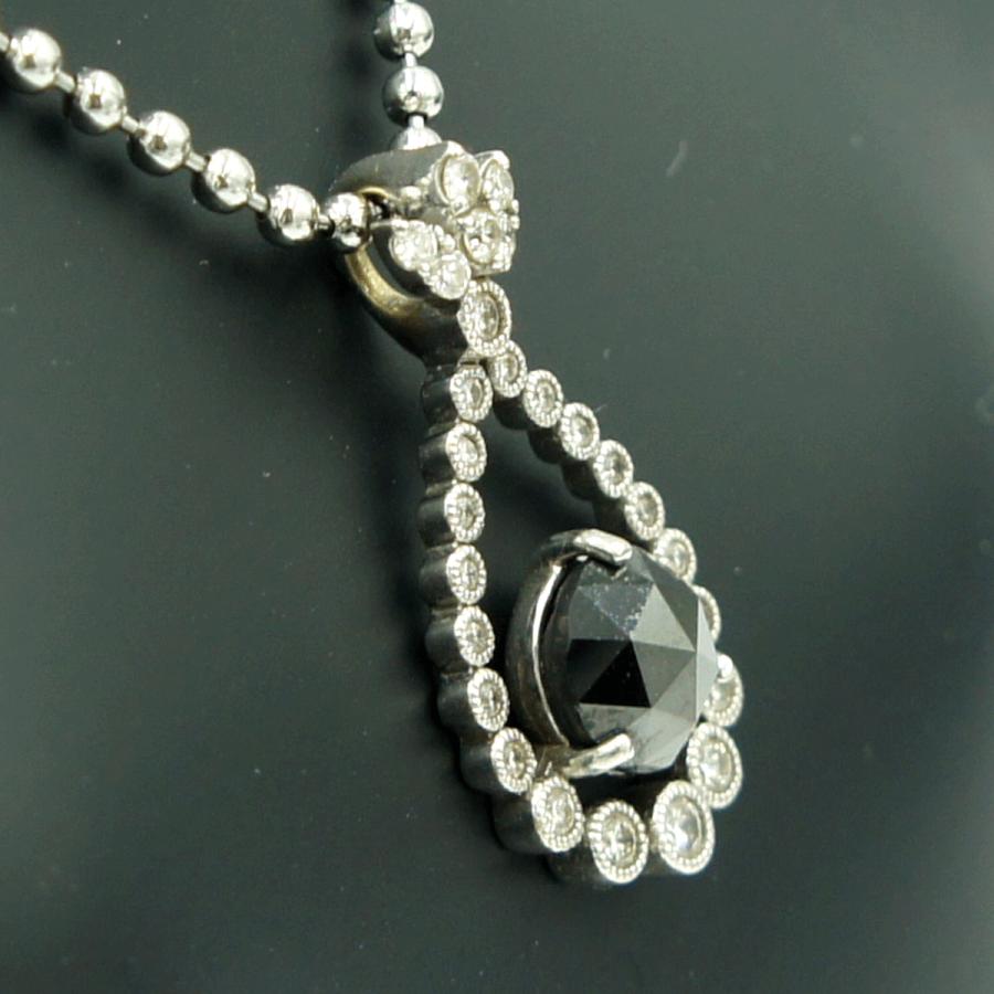 K18WGブラックダイヤペンダントトップ　BD1.74ct　D0.34ct　重量3.57ｇ(石の重量含む)（中古）