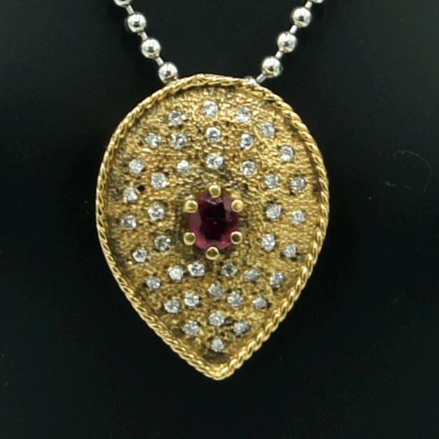K18ルビーダイヤモンドペンダントトップ　R0.52ct　D0.43ct　重量6.41ｇ(石の重量含む)　レディース（中古）