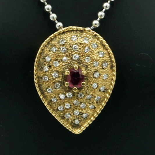 K18ルビーダイヤモンドペンダントトップ　R0.52ct　D0.43ct　重量6.41ｇ(石の重量含む)　レディース（中古）